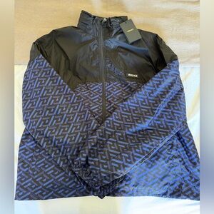 VERSACE MEN'S BLOUSON JACKET WINDBREAKER BLUE/BLACK